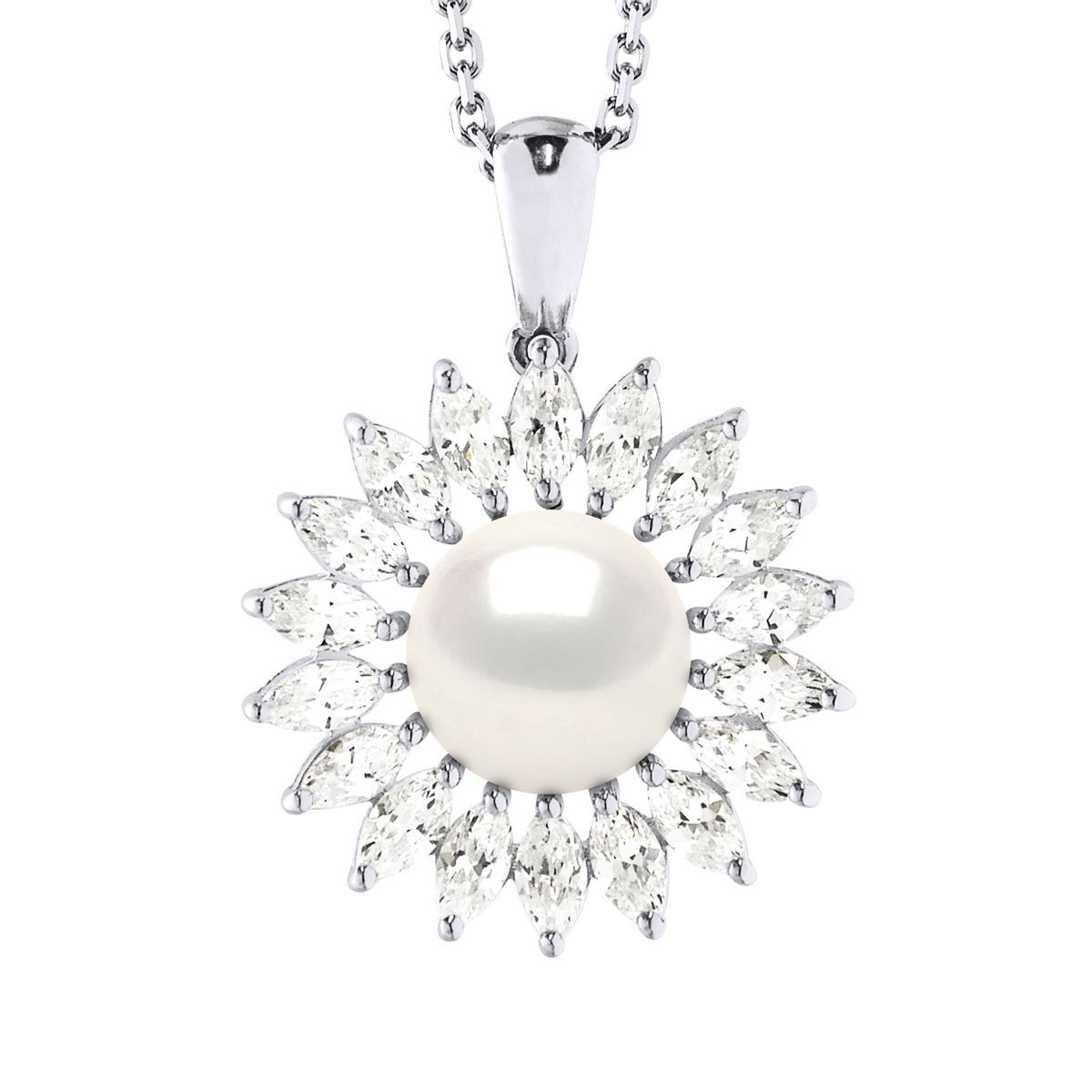 Halskette mit Perle und Marquise-Kristallanhänger