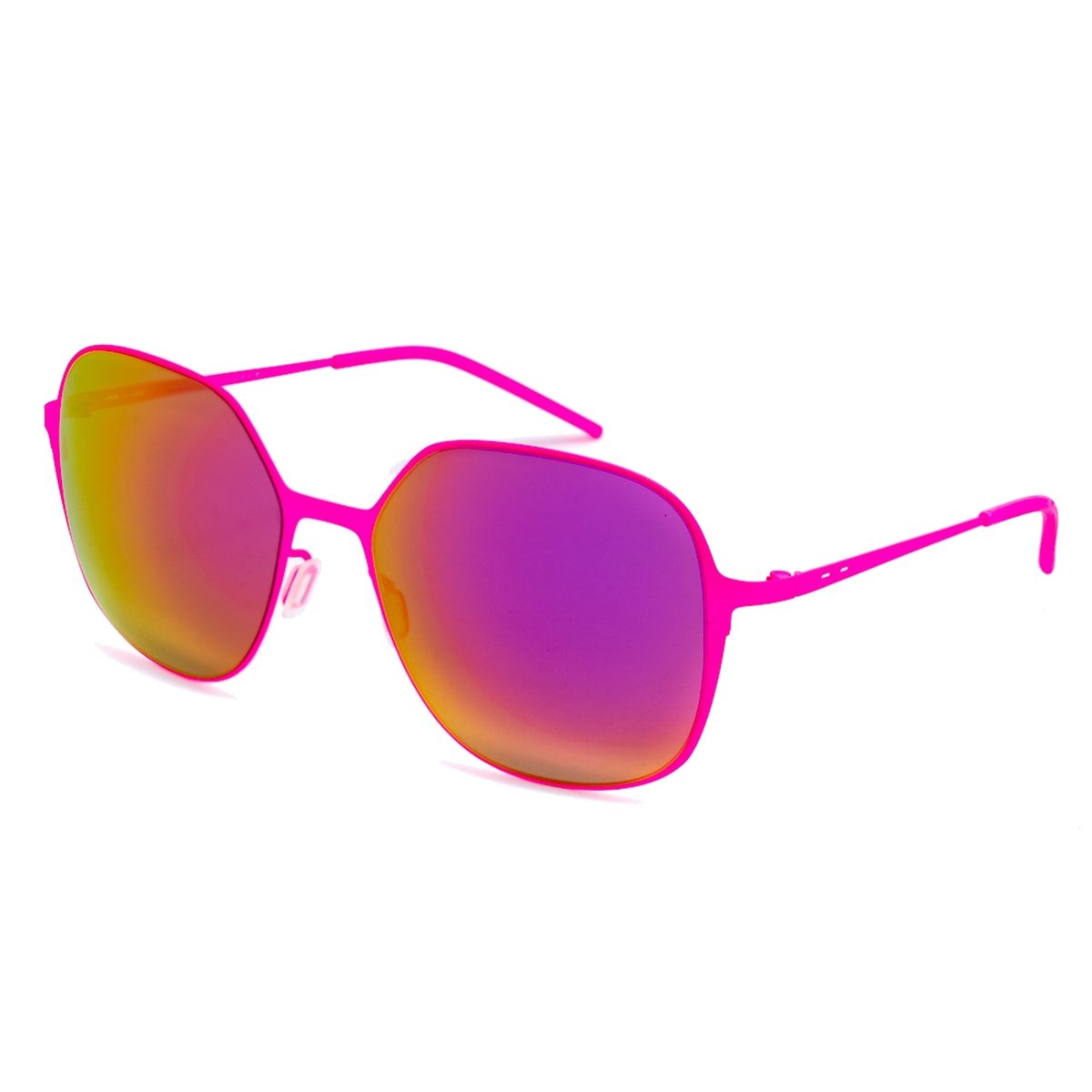 Geometrische Sonnenbrille mit rosa Metallrahmen