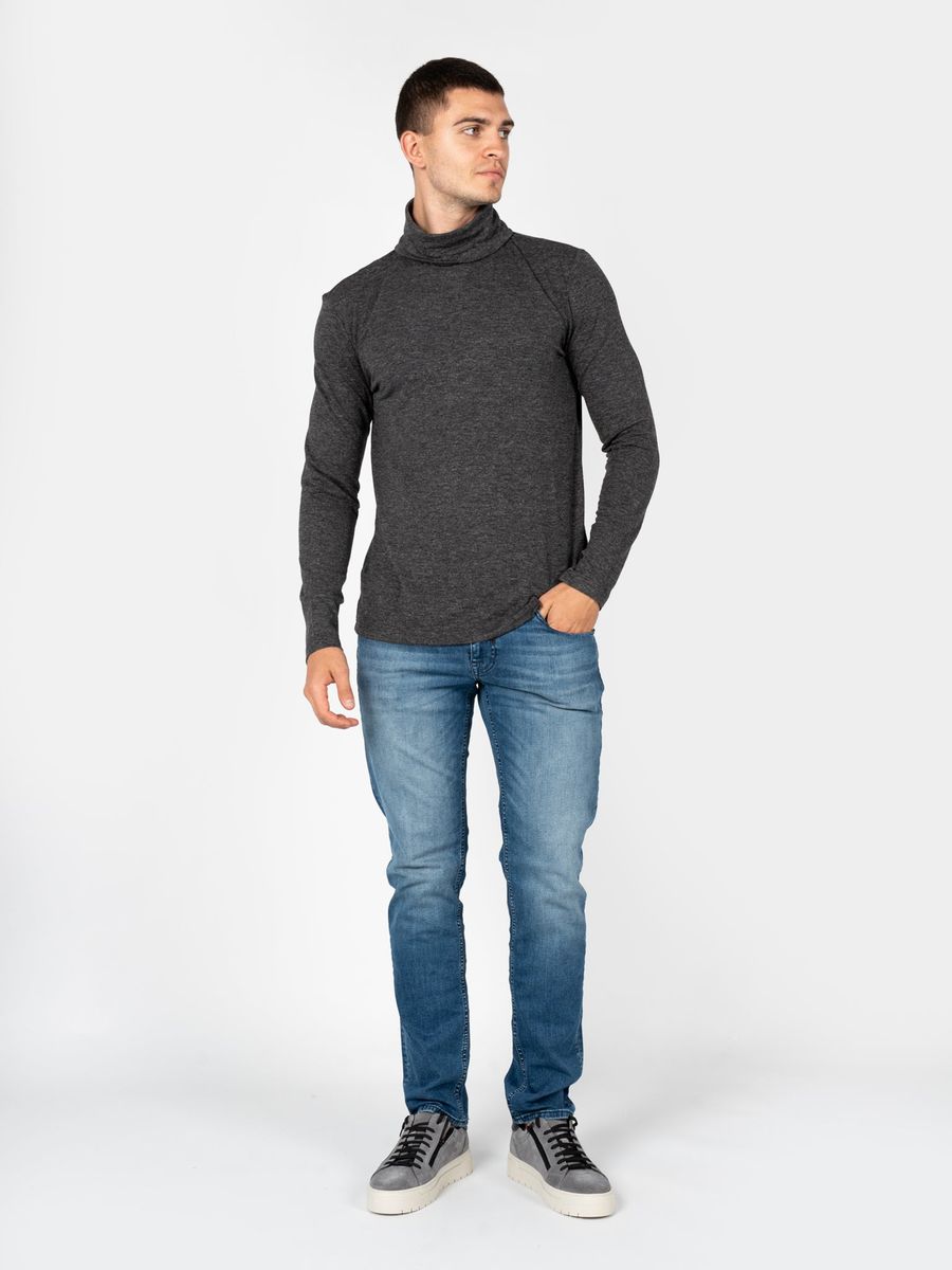 Minimalistischer Melange Rollkragenpullover