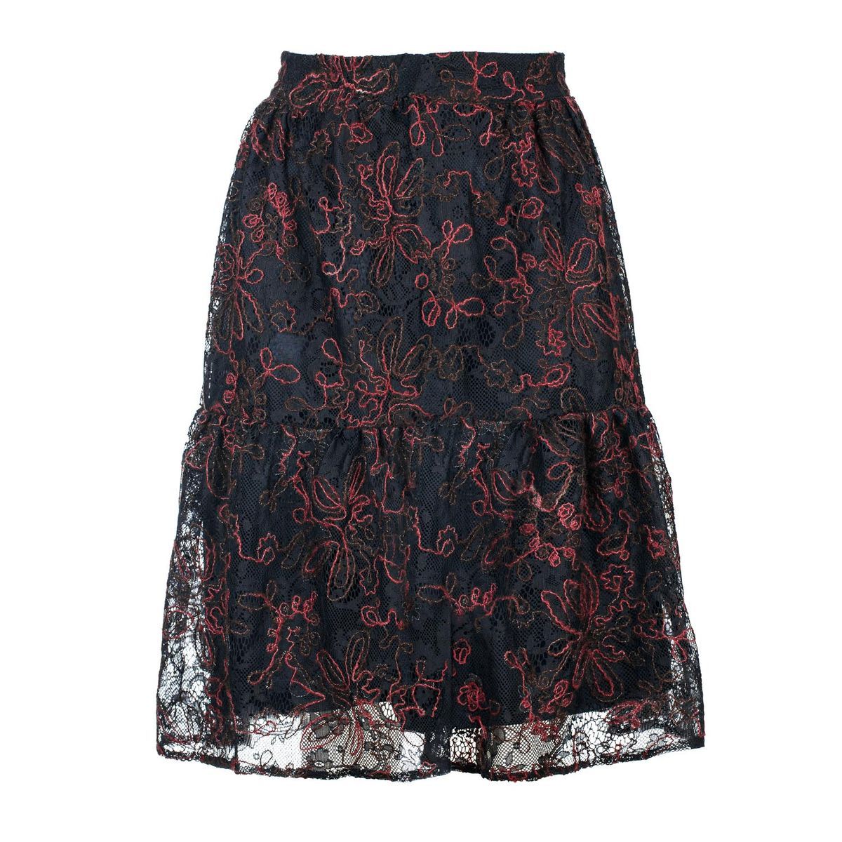 Eleganter Blumen-Midirock aus Spitze
