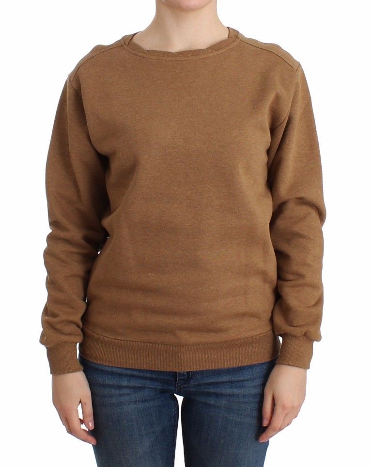 Braunes Baumwoll-Sweatshirt mit Rundhalsausschnitt