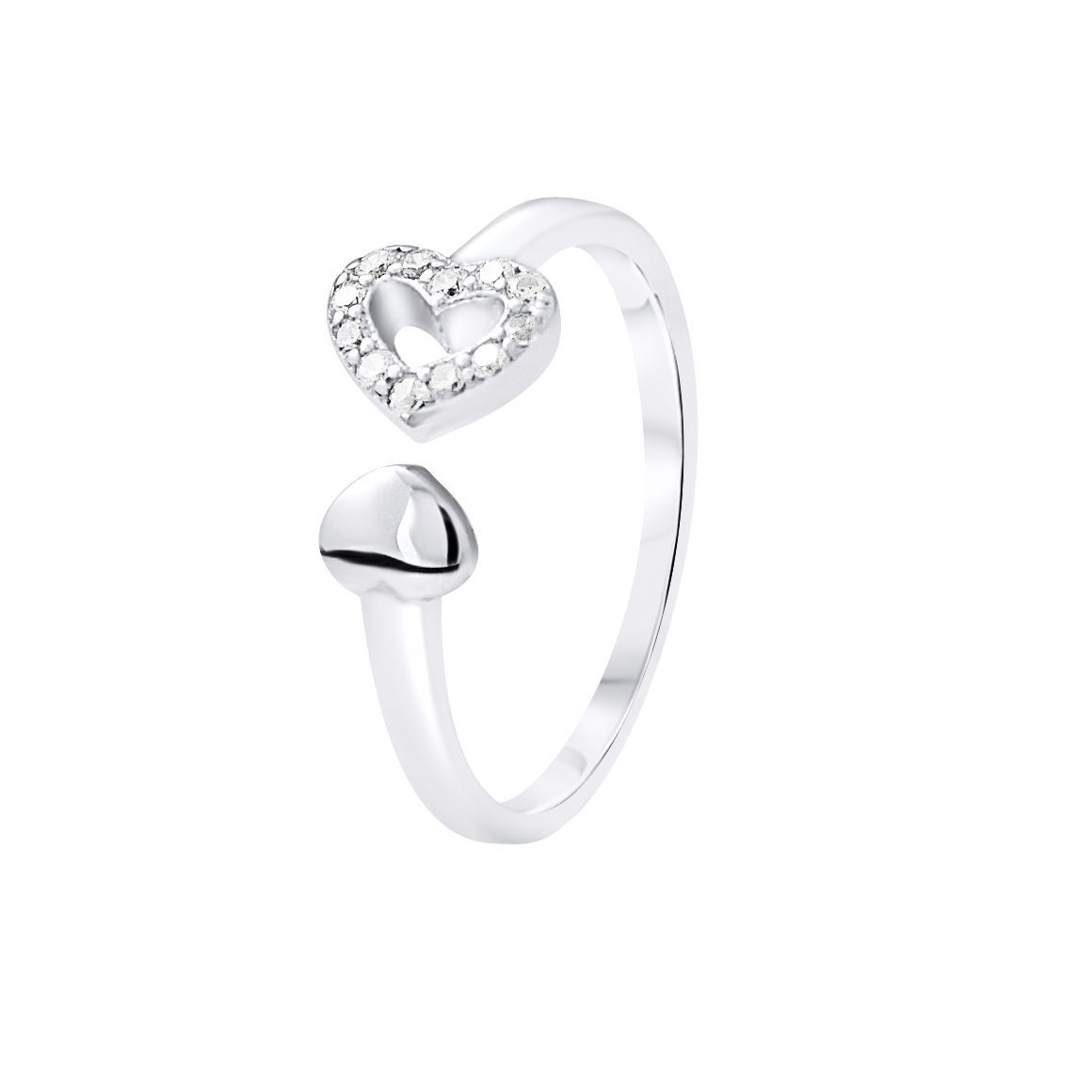 Herz Verstellbarer Ring mit Zirkon Details
