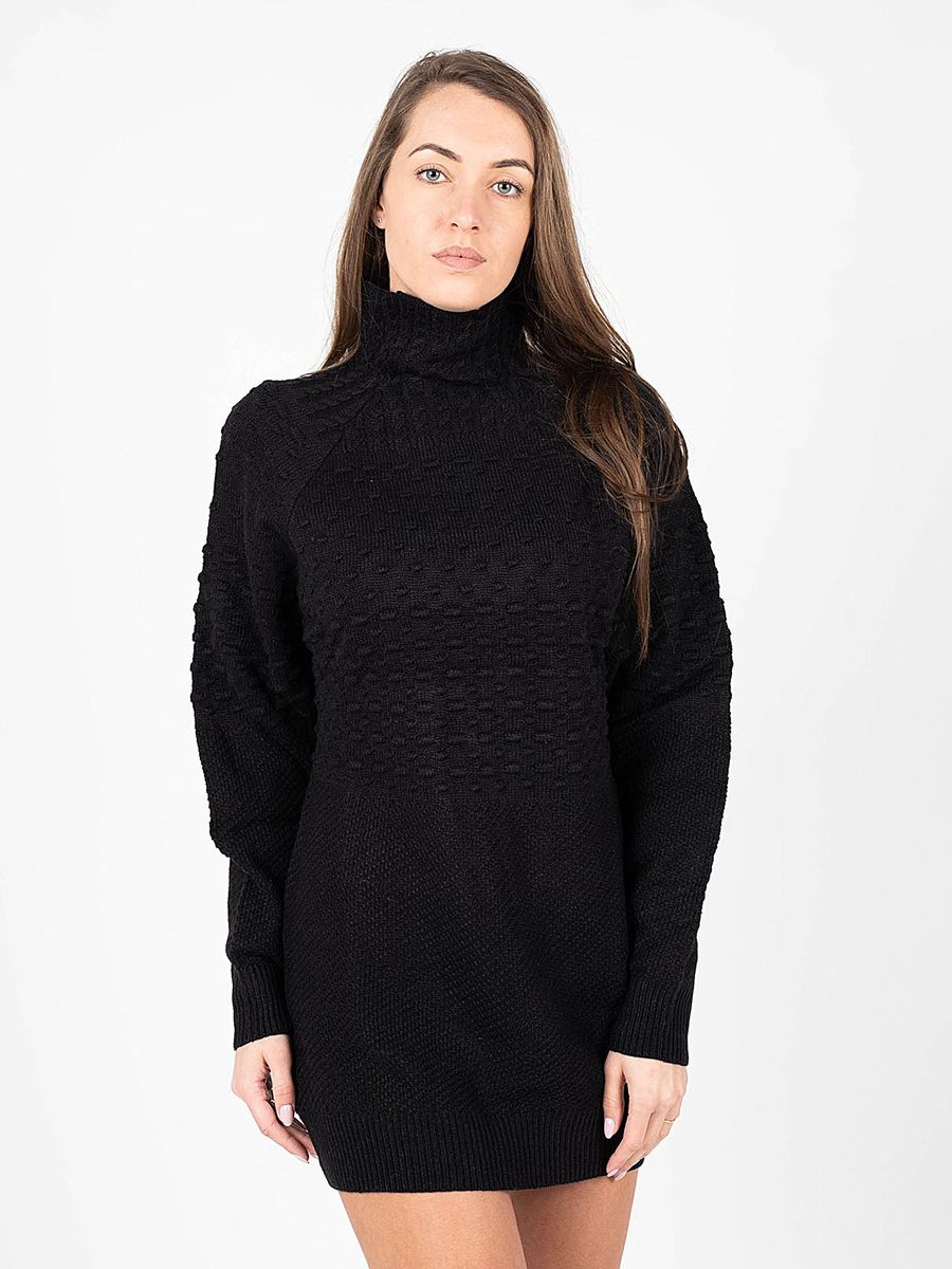Strukturiertes Strick-Minikleid mit Rollkragen