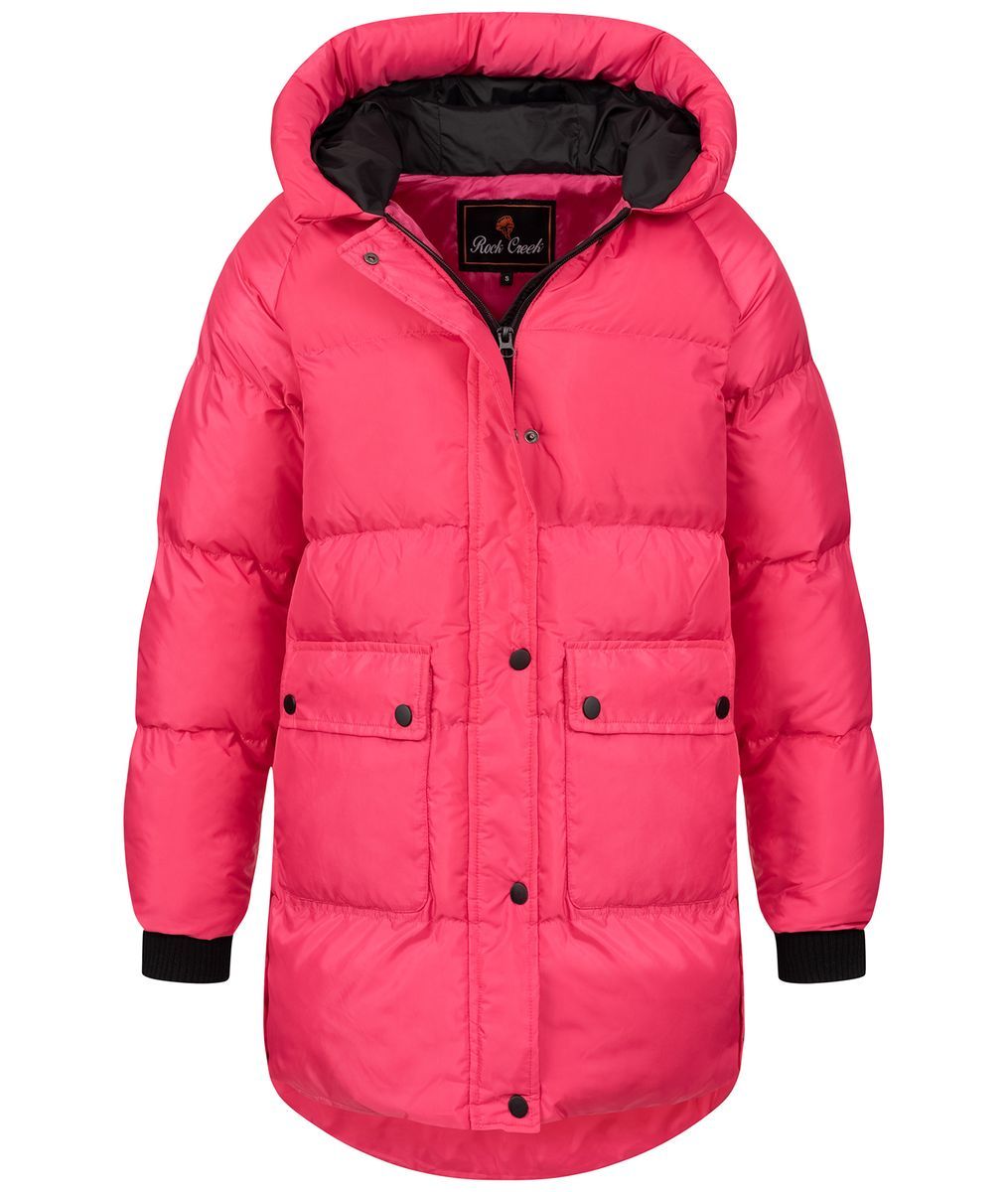 Leuchtend Pinker Gepolsterter Wintermantel