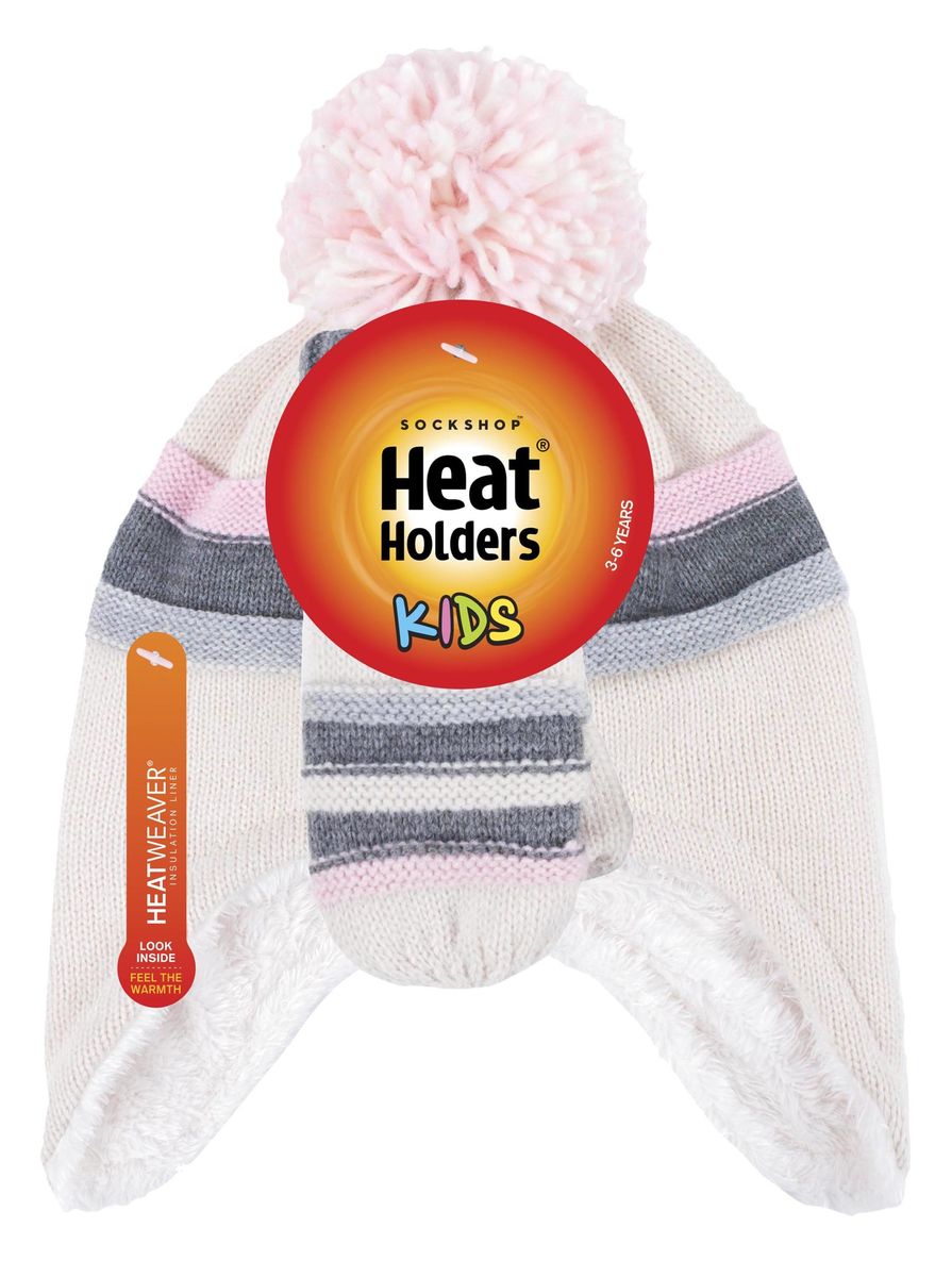 Wärmehalter - Mädchen Winter Warm Pom Pom Bobble Beanie Mütze und Handschuhe Set - Buttercream