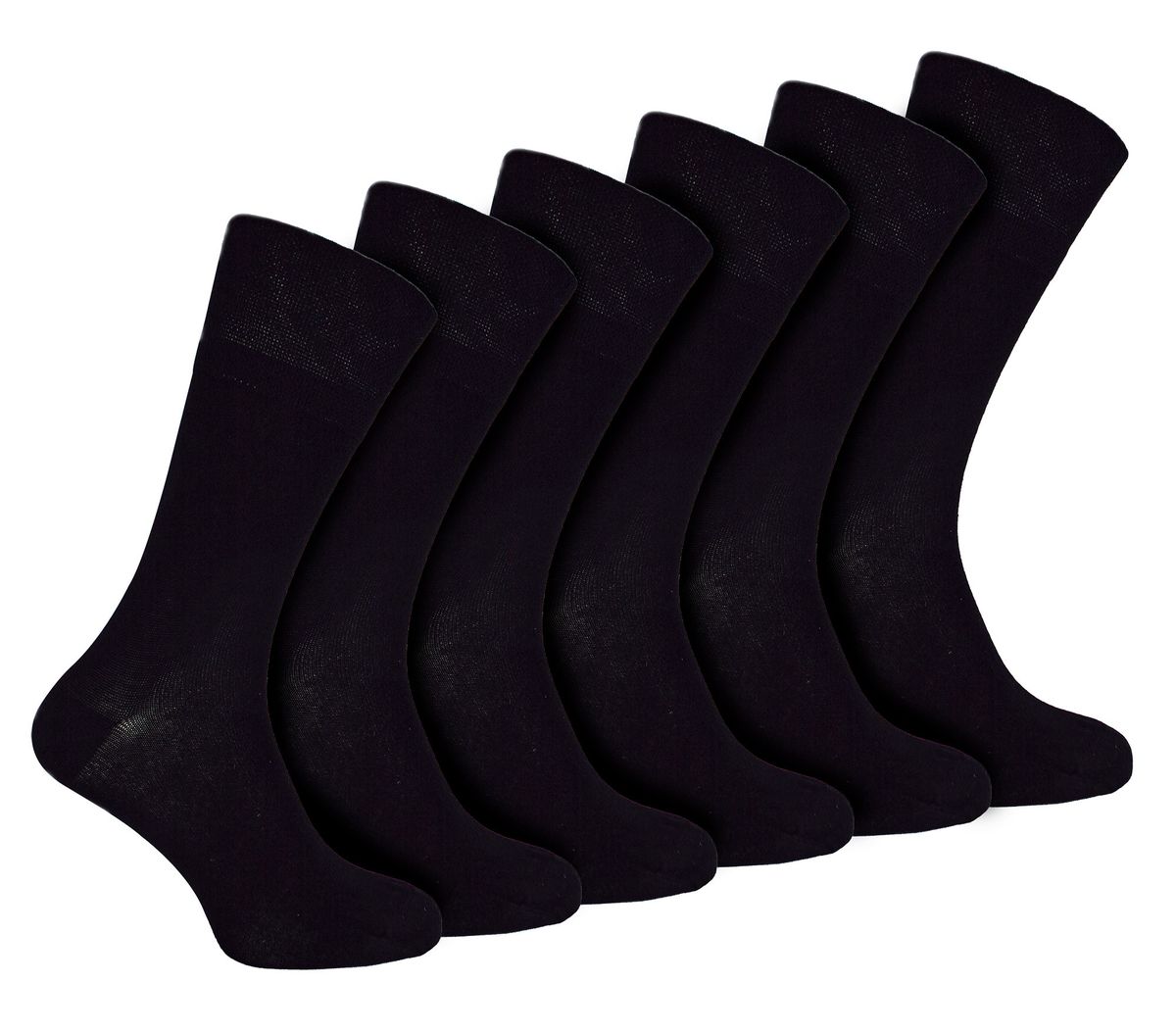IOMI - 6 Pack Herren Diabetiker Bambus Socken | Extra breite nahtlose lockere nicht elastische Socken - Schwarz
