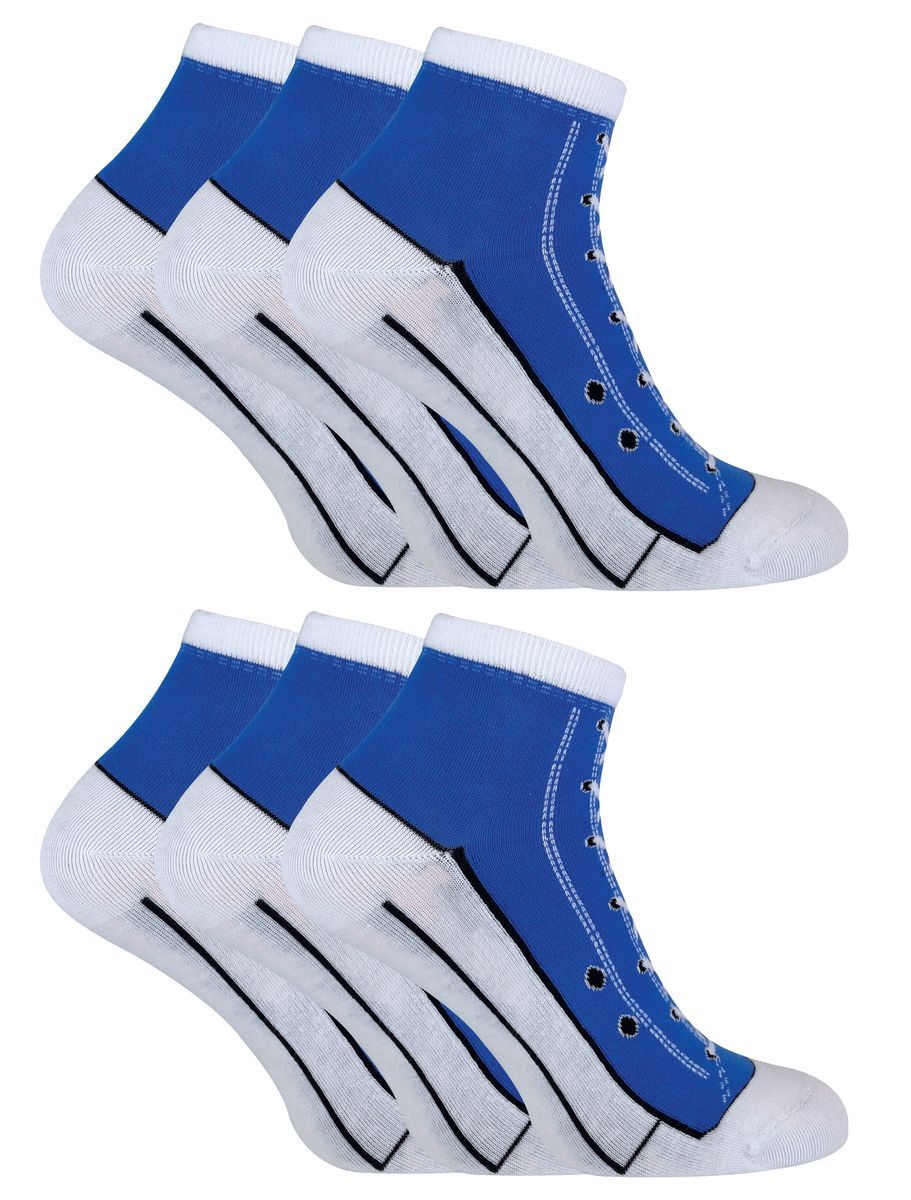 6 Paar Multipack Socken, die wie Schuhe aussehen | Socken Snob | Neuheit lustig Lace Up Converse Socken - blau