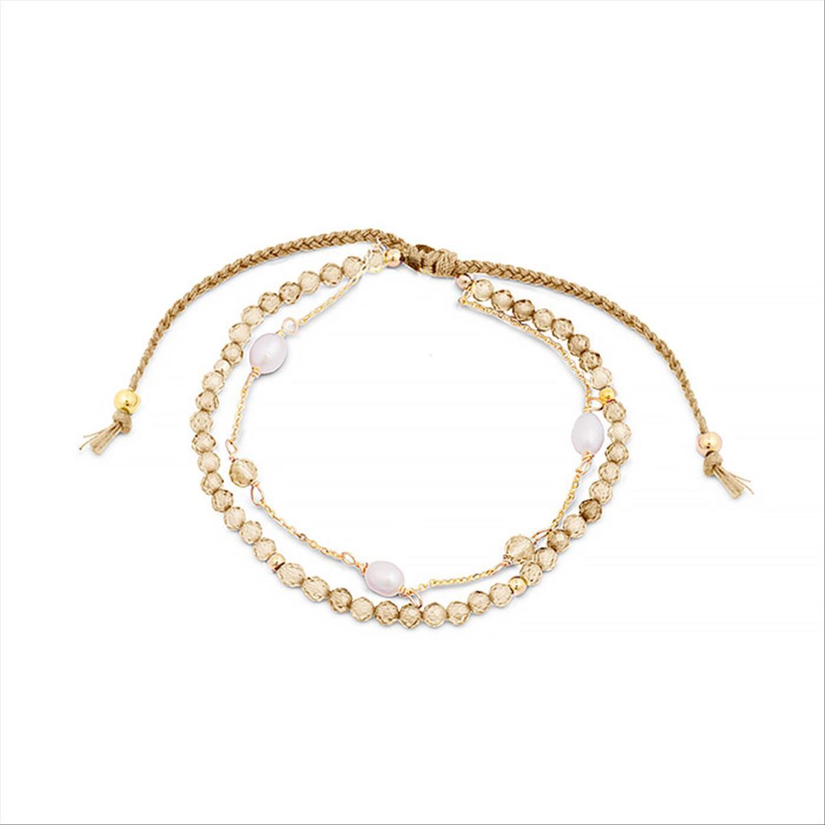 Champagner Zirkonia Perlen Mehrreihiges Armband