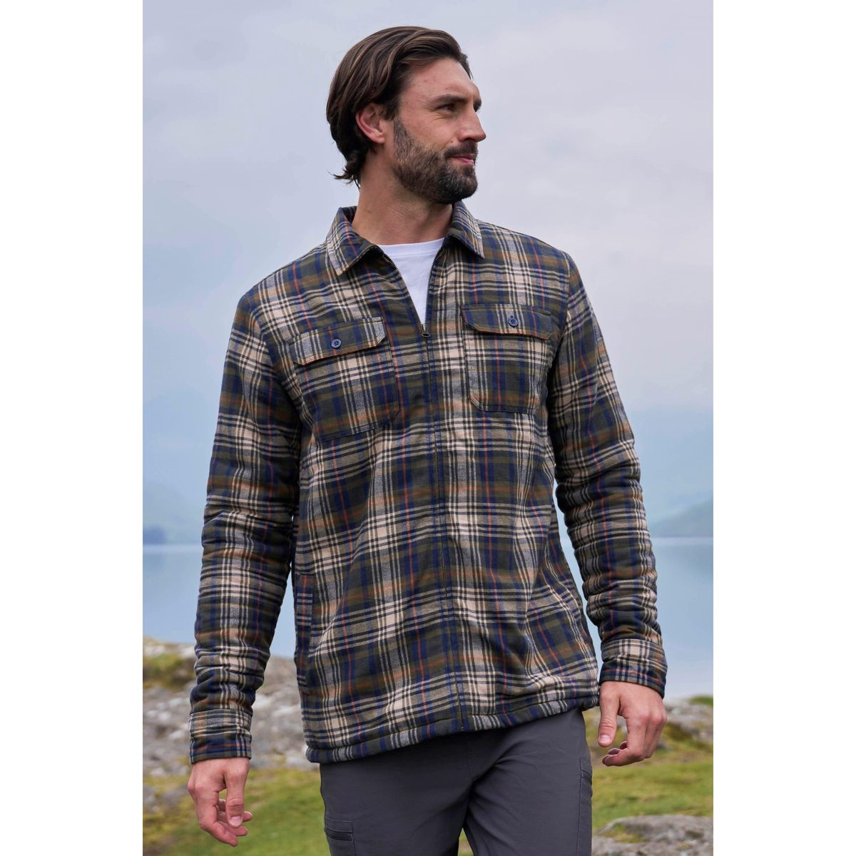 Herren Flanellhemdjacke mit Polsterung