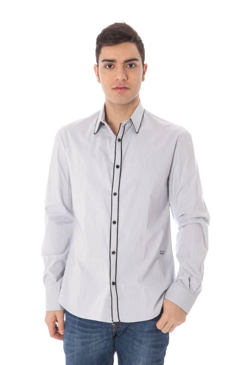Costume National Herren Hemd aus leichtem blauen Baumwollstoff
