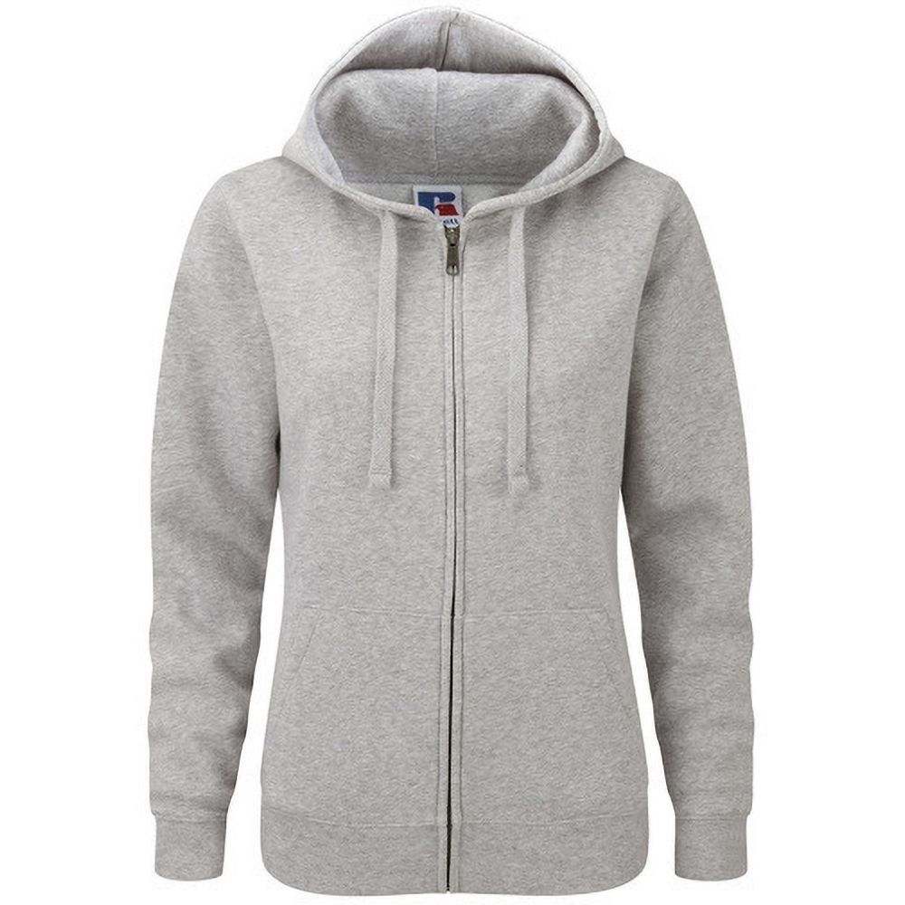 Russell Mens Authentic Full Zip Hooded Sweatshirt / Hoodie (Light Oxford)