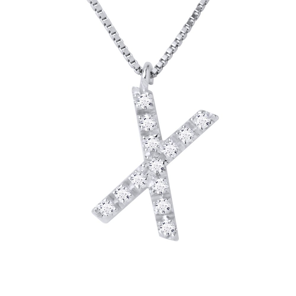 Diamant-Buchstabe X Anhänger Halskette