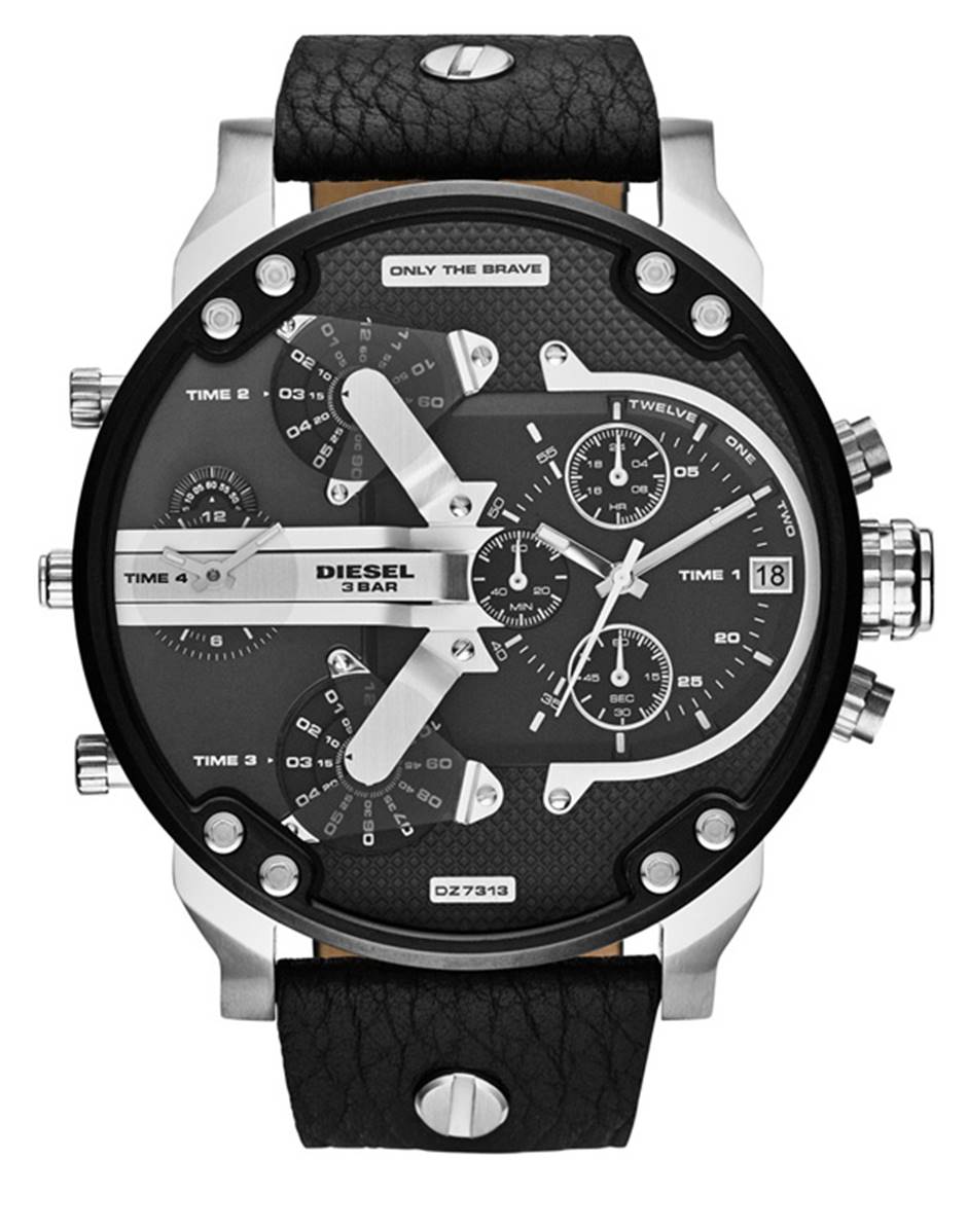 Markante Chronograph Armbanduhr mit Lederarmband