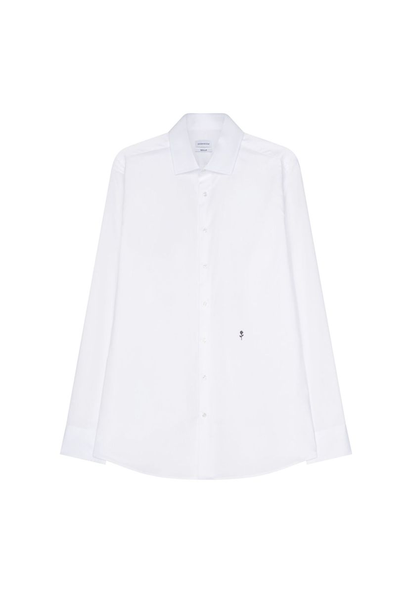 Klassisches weißes Businesshemd Rosen-Detail