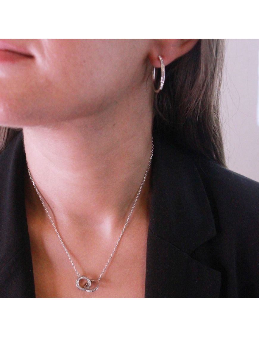 Schmuckset mit ineinandergreifenden Kristallkreisen