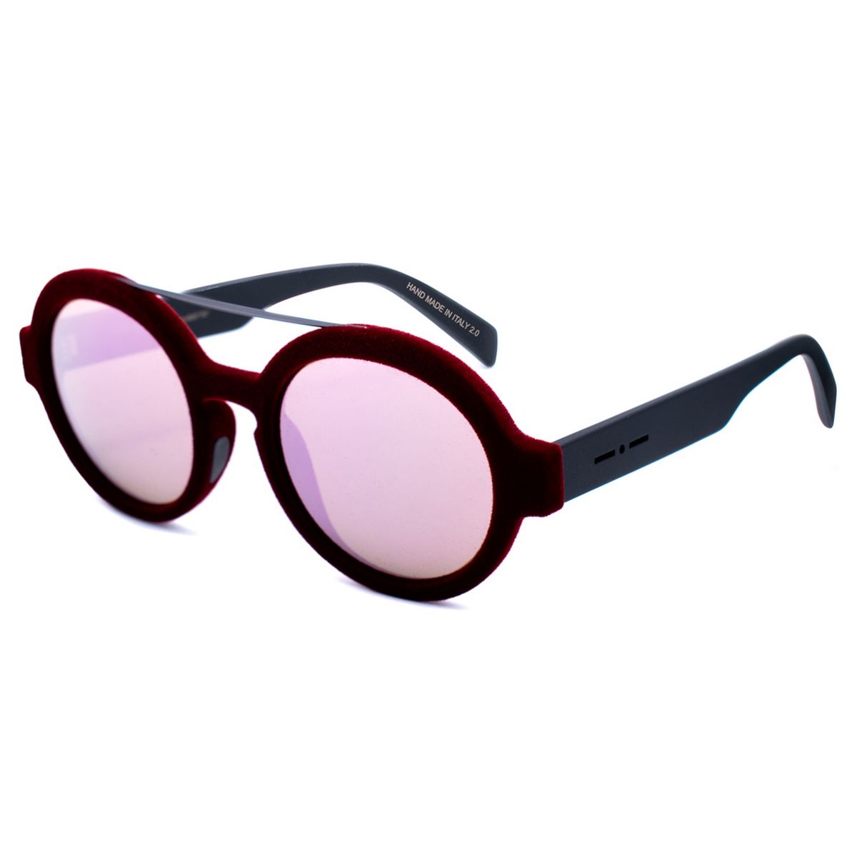 Burgunderrote Sonnenbrille mit runden Gläsern