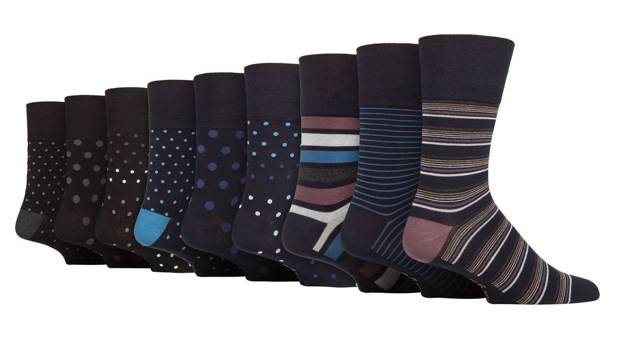 9 Pack Herren Bambus Socken | Gentle Grip | Extra Wide Loose Top nicht elastische Socken - SOMRM110607