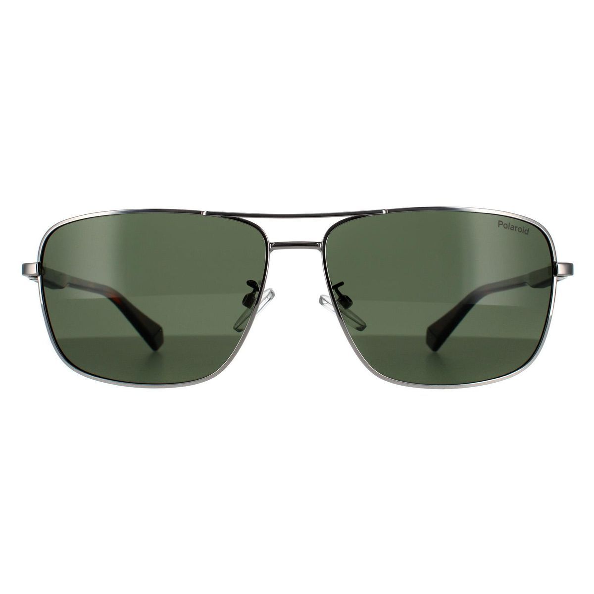 Sonnenbrille mit grünem Glas und Metallrahmen