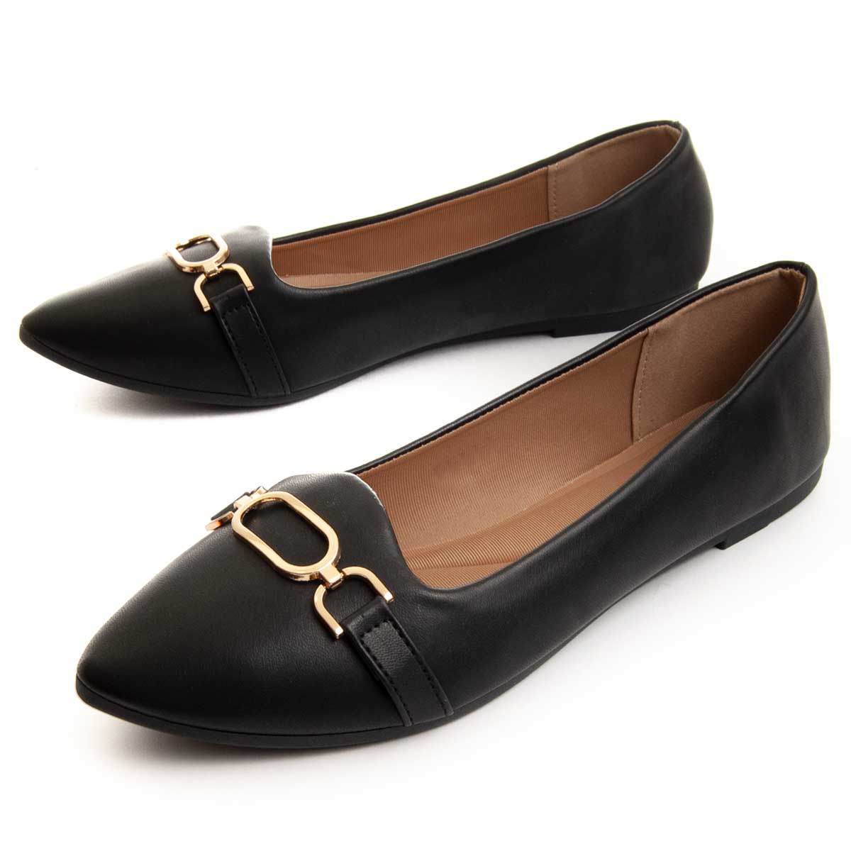 Klassische schwarze Ballerinas mit spitzer Zehenpartie