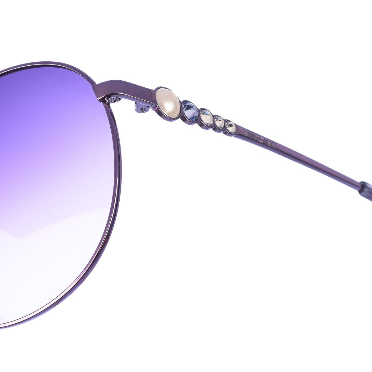 Ovale Sonnenbrille mit verzierten Bügeln