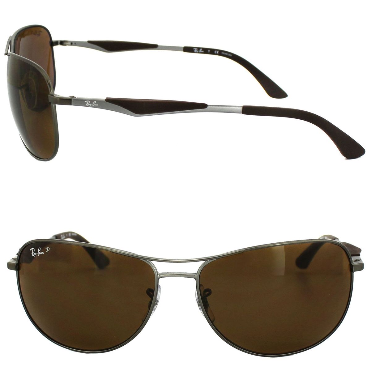 Gunmetal Aviator Sonnenbrille braune polarisierte Gläser