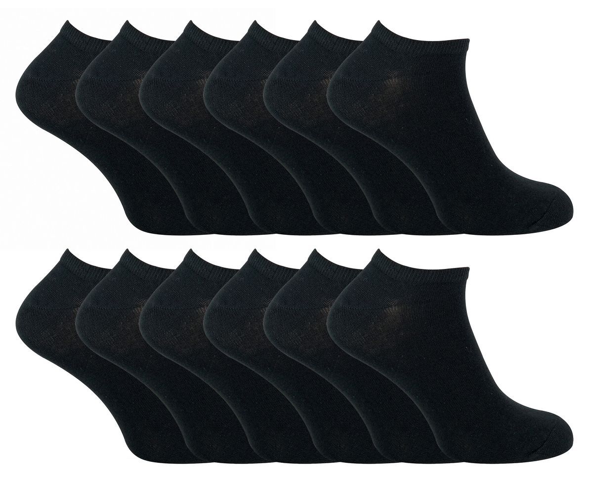Socken Snob - 12 Paar Multipack Herren Quarter Trainer Socken - Schwarz