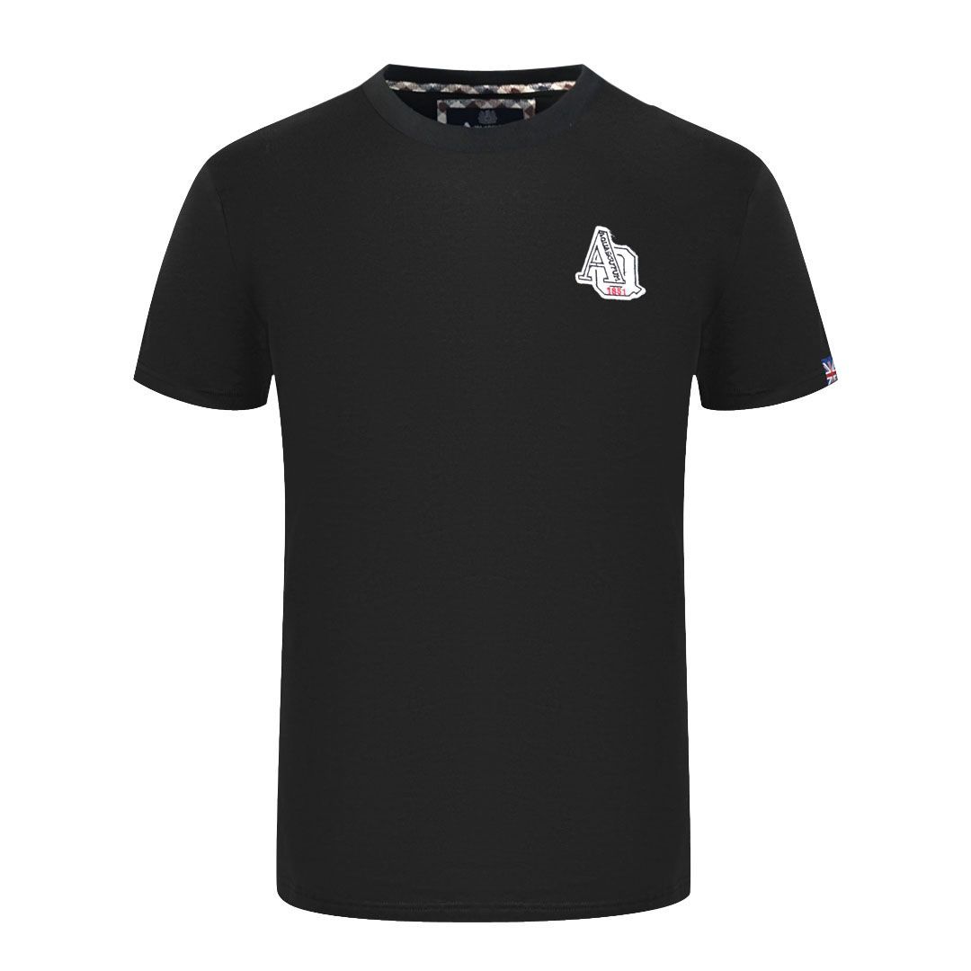 Schwarzes Baumwoll-T-Shirt mit Logo-Patch