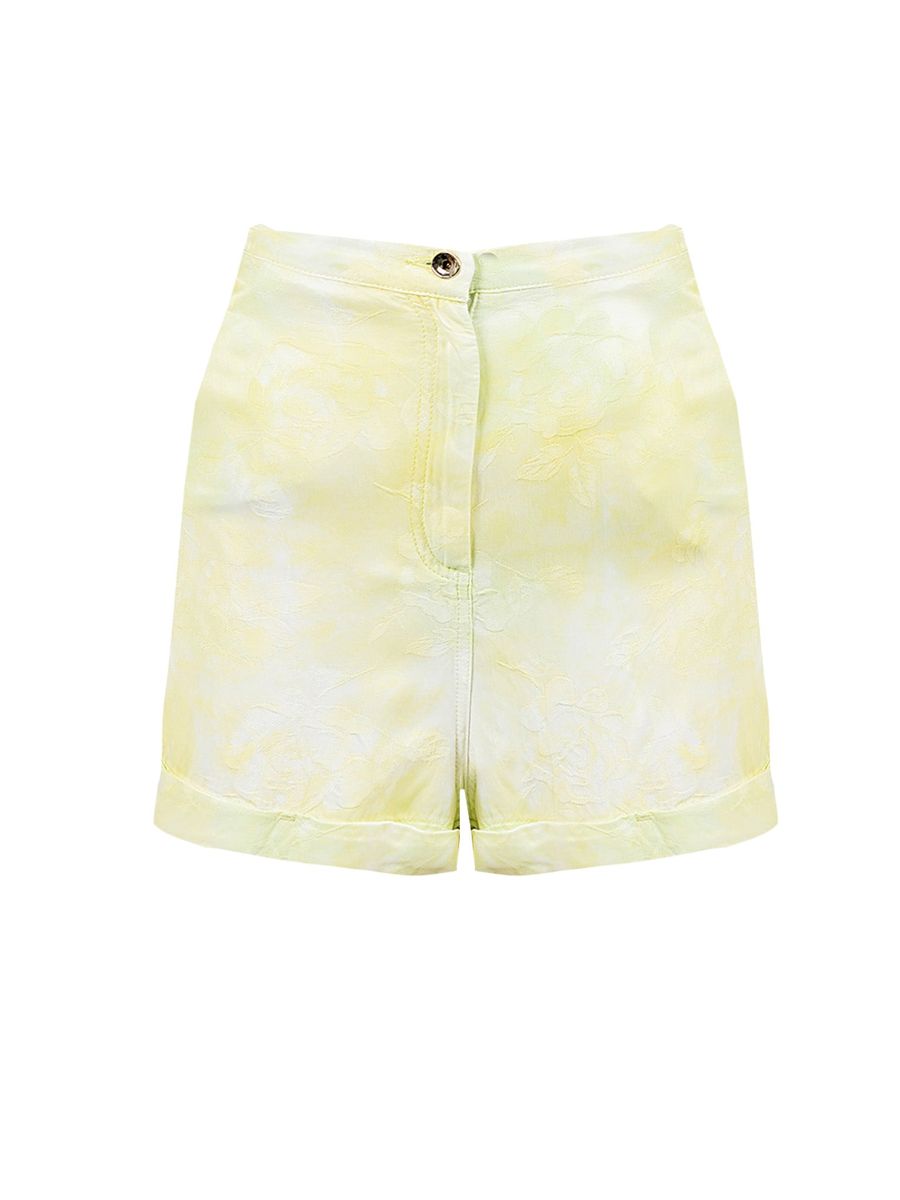 Hohe Taille Floral Jacquard Shorts