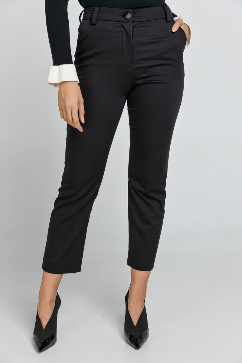 Schmal geschnittene Gabardine-Hose mit Schlitzen