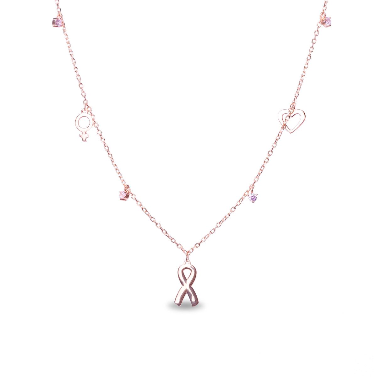 Halskette mit Schleifenanhänger in Roségold