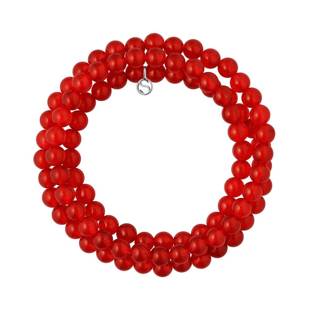 Rotes Korallenstein Sterling Silber Armband