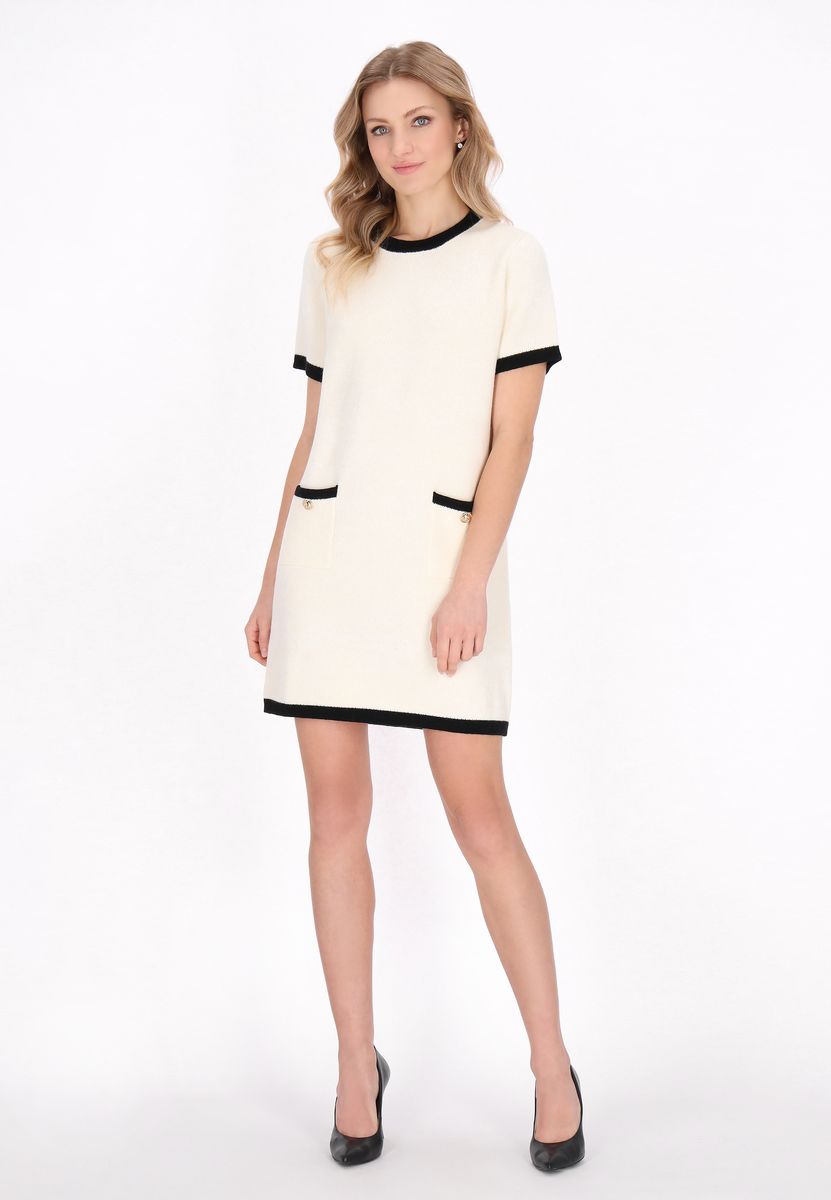 Strick-Minikleid mit Kontrast-Besatz
