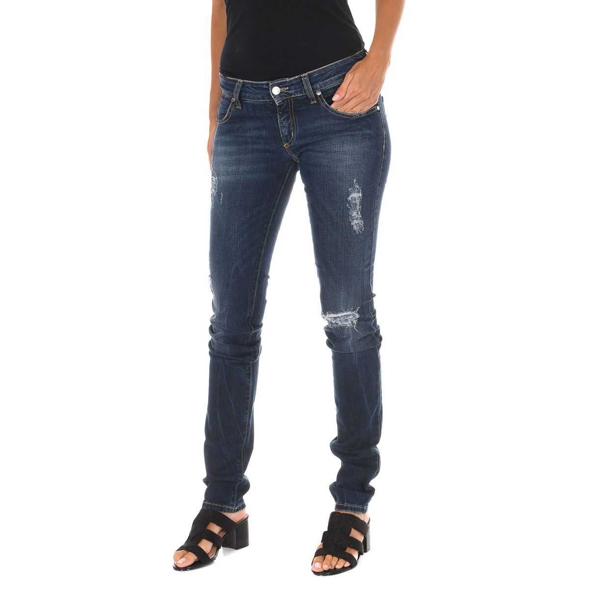 Skinny Jeans im Used-Look mit Rissen