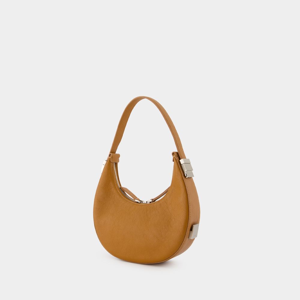 Minimalistische Halbmondtasche aus braunem Leder