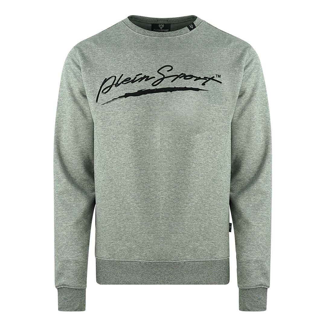 Graues Sweatshirt mit Unterschriften-Logo