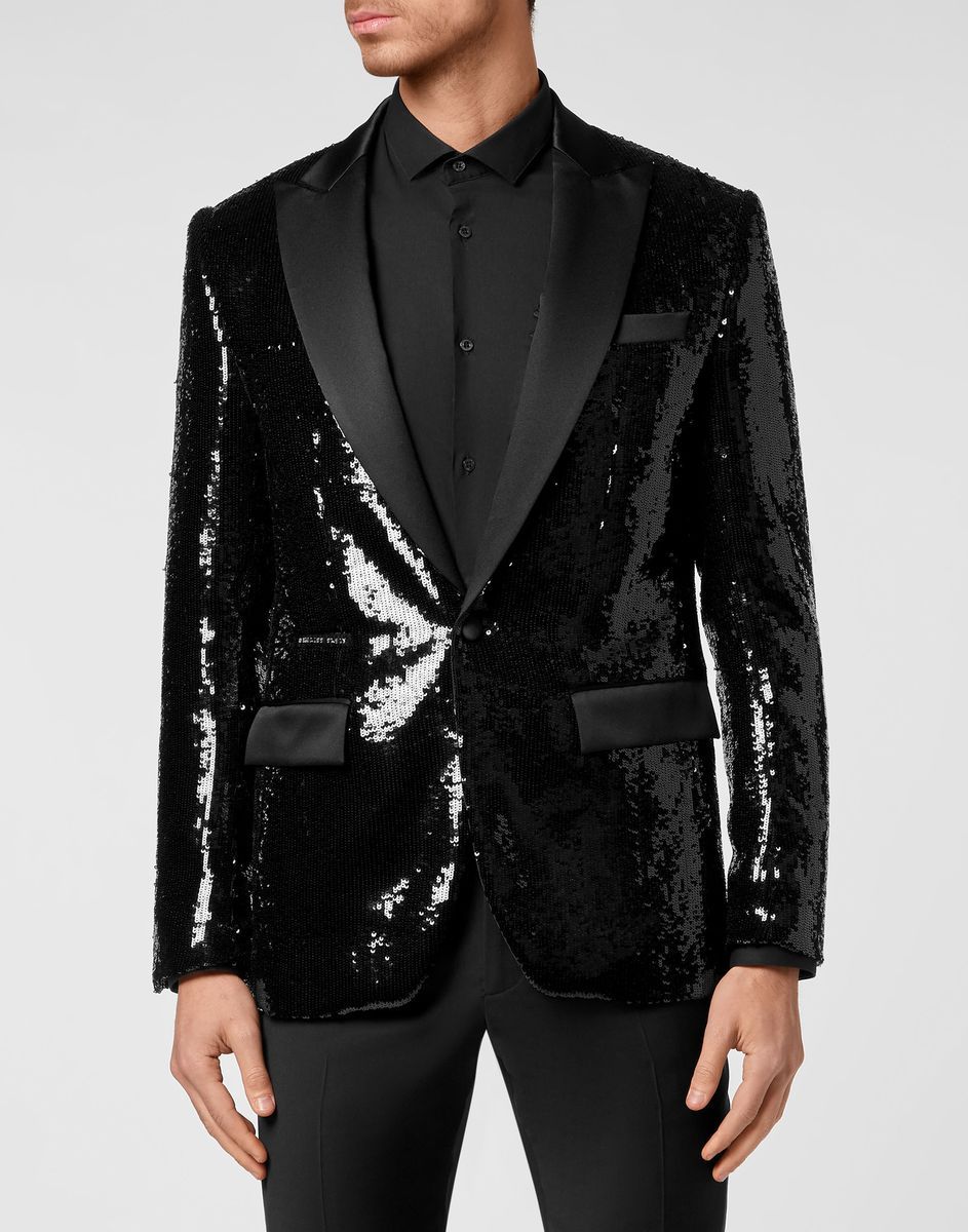 Schmal geschnittener Blazer mit Pailletten