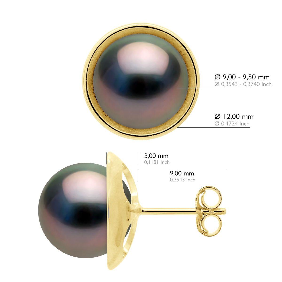 Sleek Tahiti-Perlenohrstecker aus Gelbgold