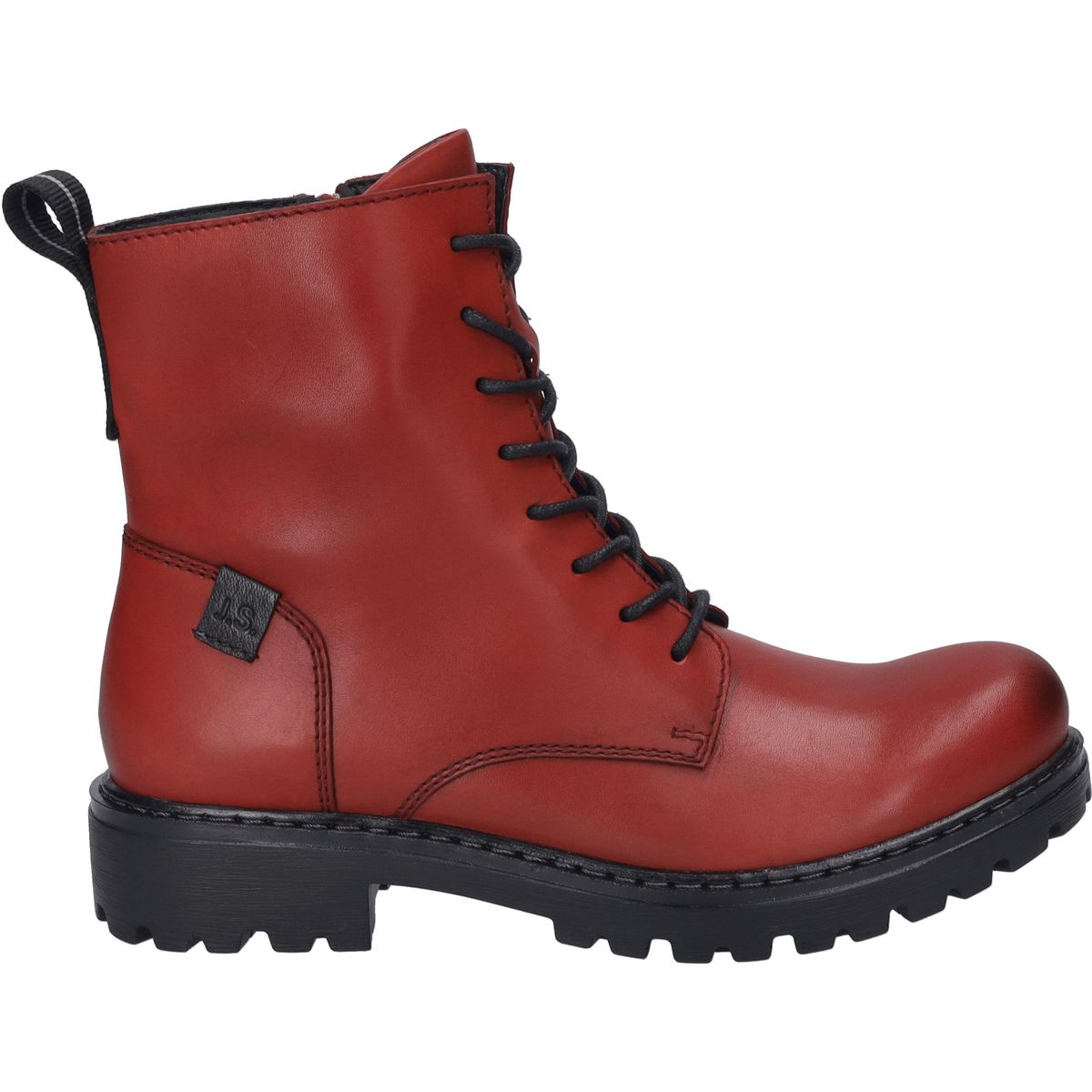 Leder-Schnürstiefeletten mit Blockabsatz