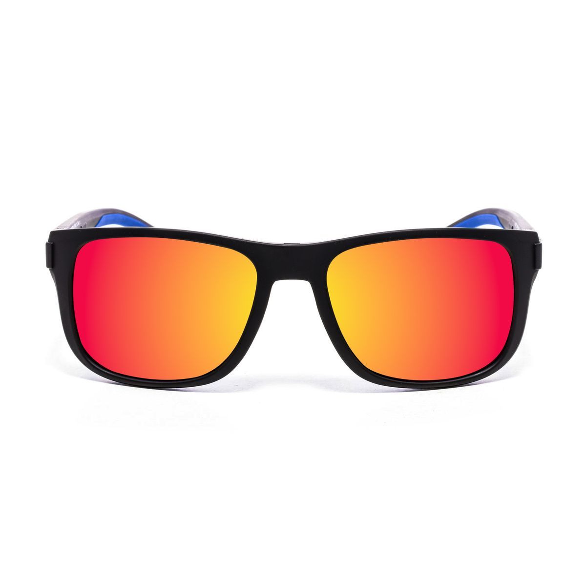 Sonnenbrille mit quadratischem Rahmen und roter Gläsern