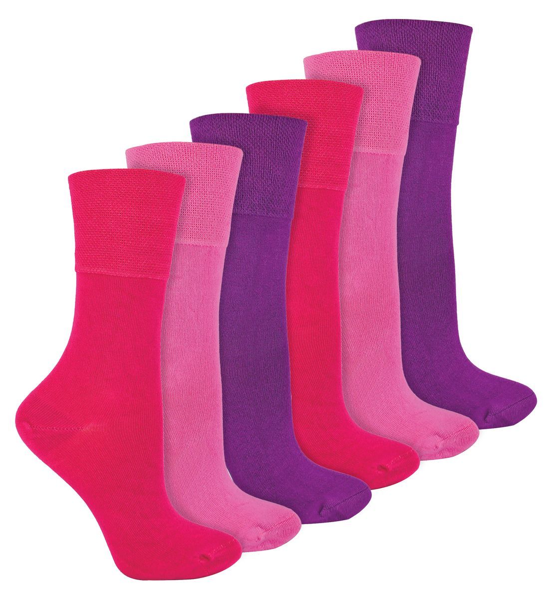 IOMI - 6 Pack Damen Diabetiker Bambus Socken | Extra breite nahtlose lockere nicht elastische Socken für Frauen - Rosa