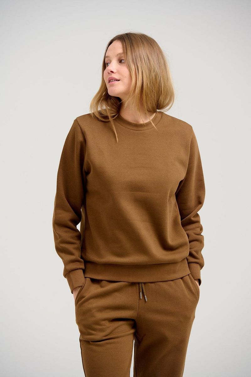 Braunes Basic Sweatshirt mit Rundhalsausschnitt