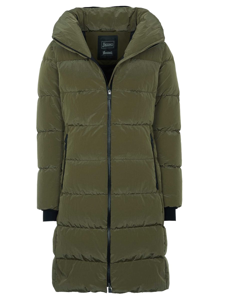 Lange Daunenjacke mit Kapuze