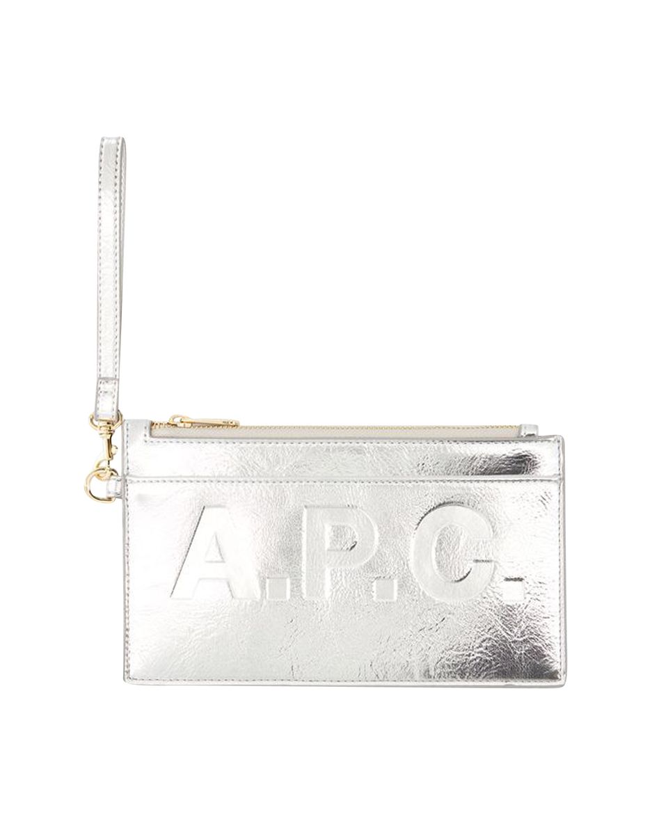 Metallic Clutch mit geprägtem Logo
