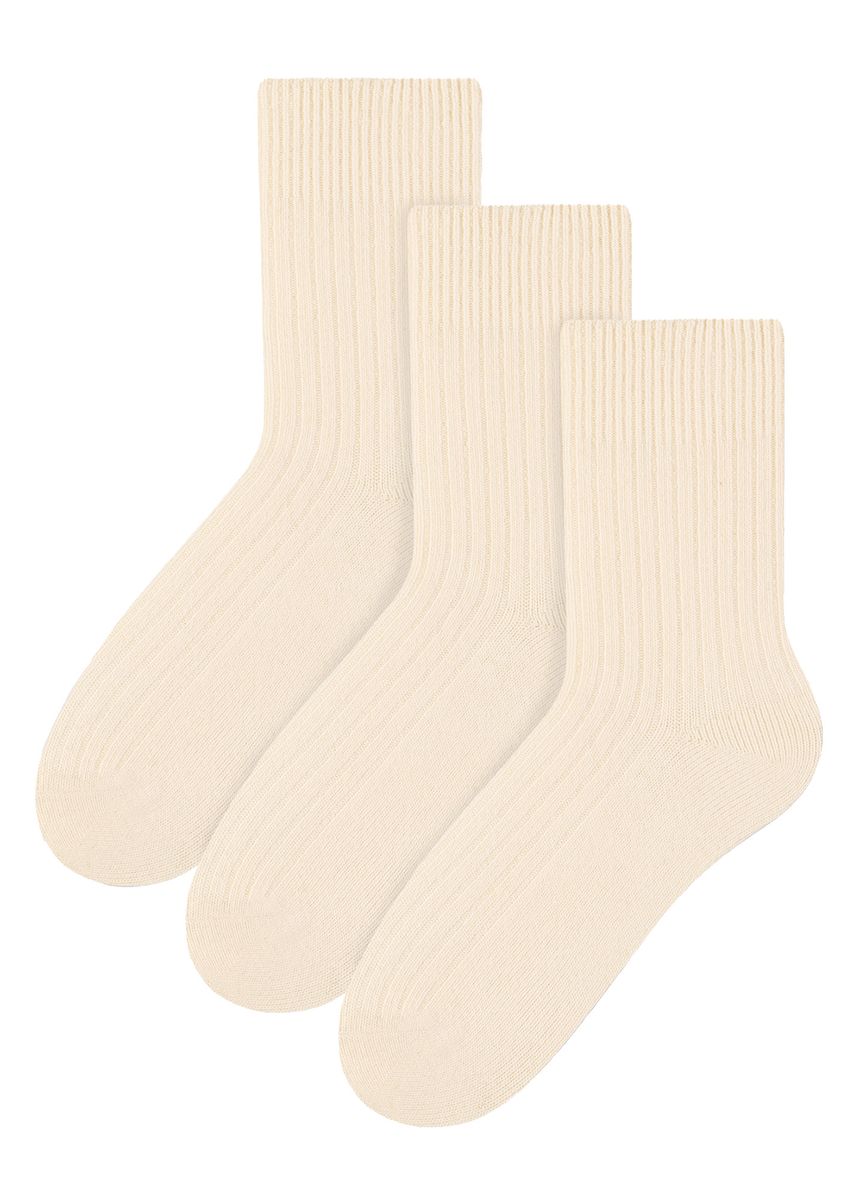 3 Paar Womens Wool Dress Socks | Steven | Ladies Breathable Cushioned Socks - Ecru