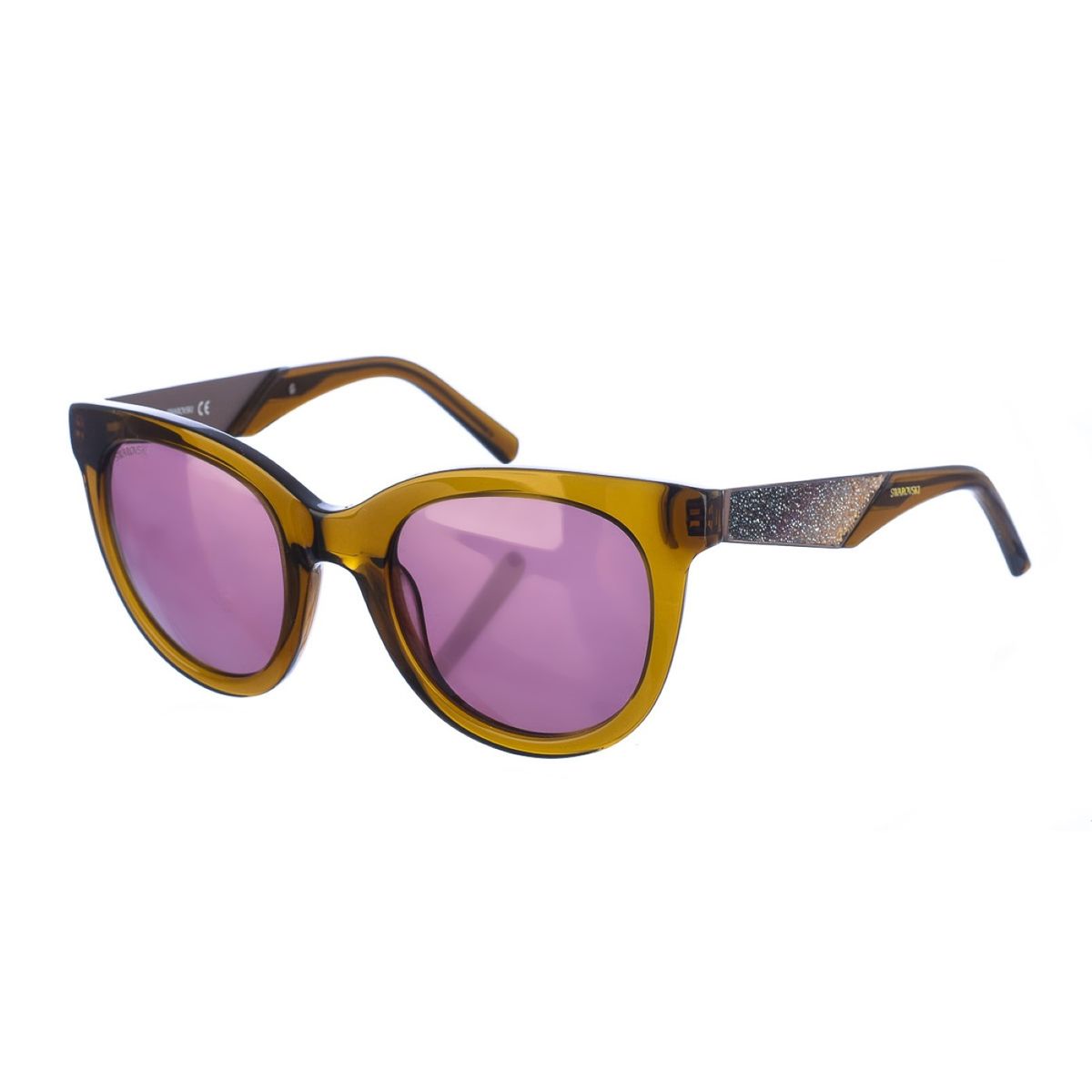 Ovale Acetat-Sonnenbrille mit Glitzerdetails