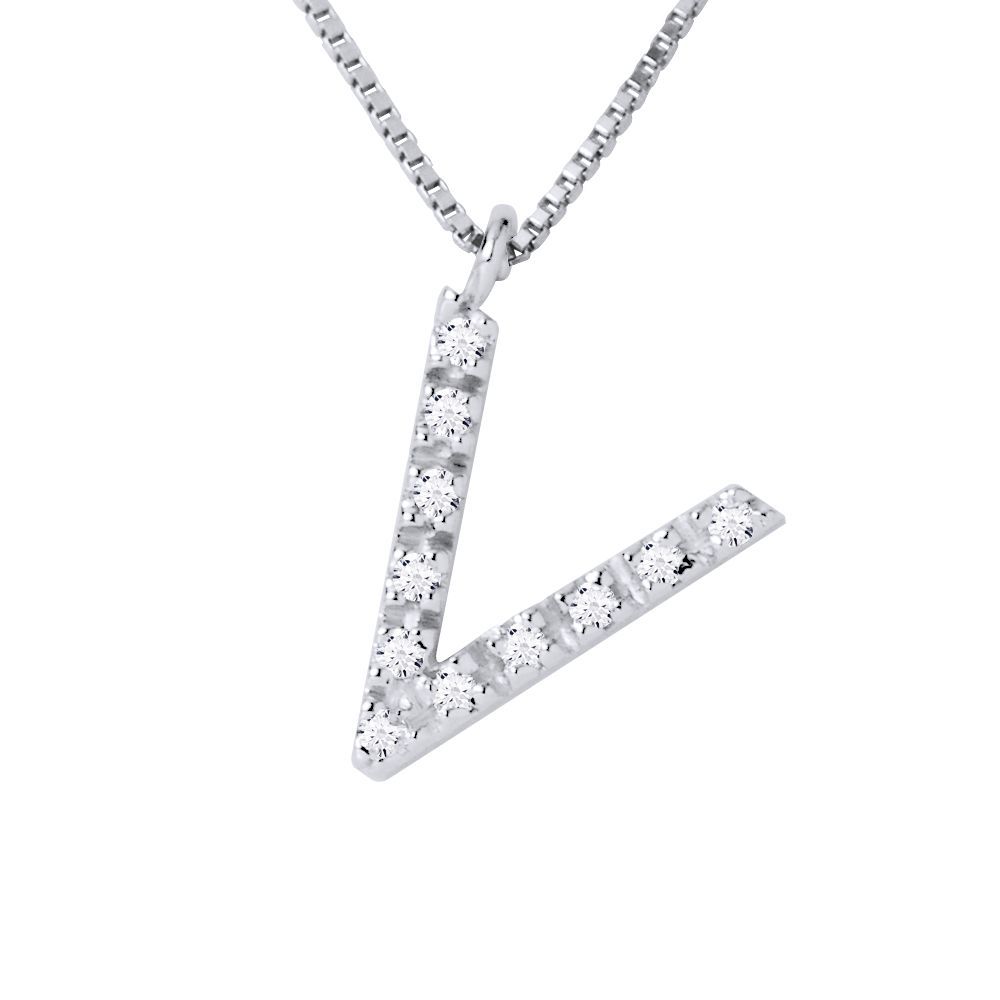 Diamant-Buchstabe V Anhänger Halskette