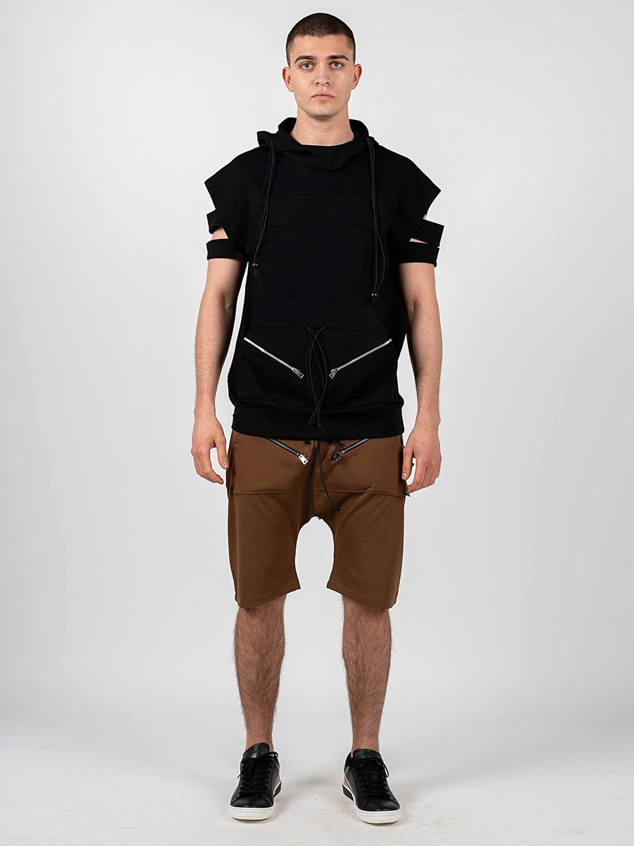 Kurzärmliges Avantgarde-Sweatshirt mit Kapuze