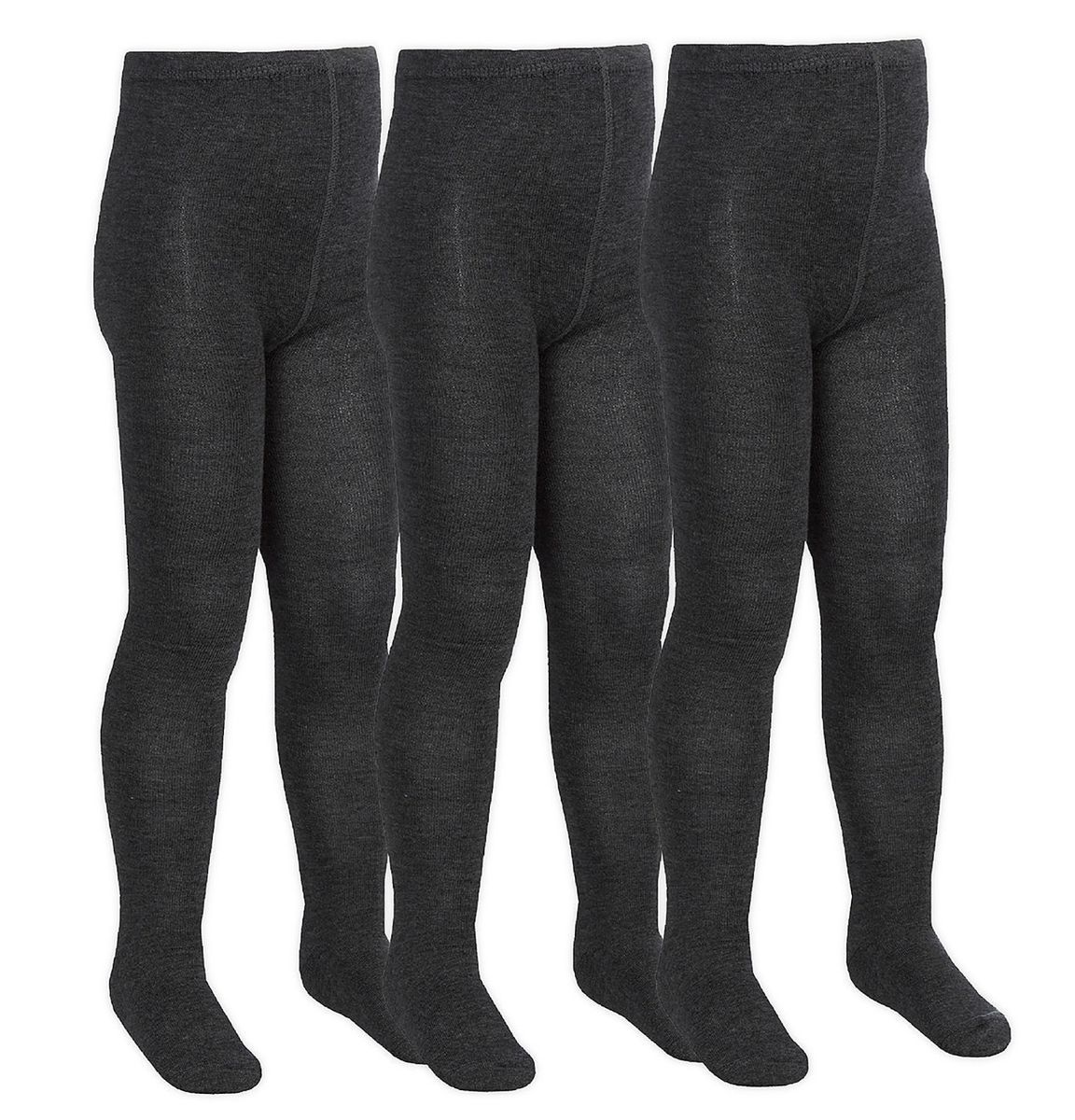 3 Paar Multipack Mädchen Bambus-Schulstrumpfhosen | Sock Snob | Footed Soft Plain Strumpfhosen in Schwarz, Grau, Weiß, Marineblau - Grau