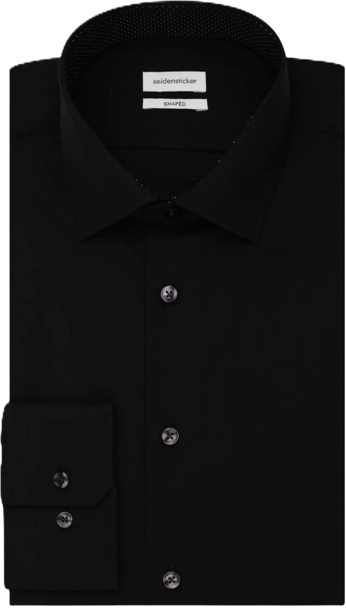 Herren Shaped Fit Businesshemd Schwarz