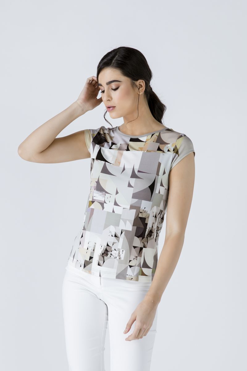 Tailliertes Top mit abstraktem Print